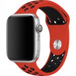 Breathable Sport Strap Wristband Replacement for Apple Watch Series Ultra/9/8/7/6/5/4/3/2/1/SE - 49MM/45MM/44MM/42MM (Red Black)